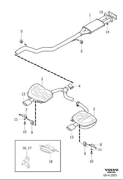 Diagram Exhaust system for your 2003 Volvo C70   