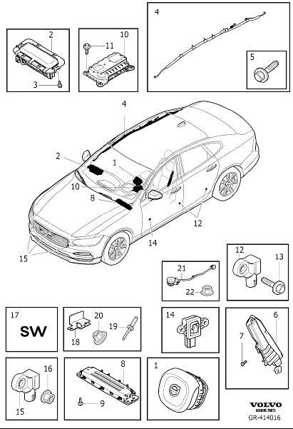 Diagram Suppl. restraint system (srs), airbag for your 2017 Volvo XC60   
