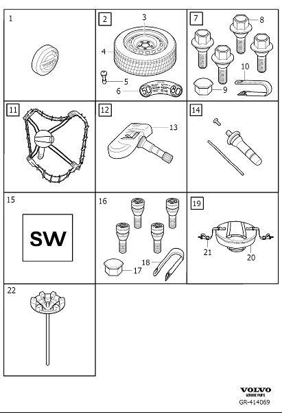 Diagram Wheel equipment for your Volvo S60 Cross Country  