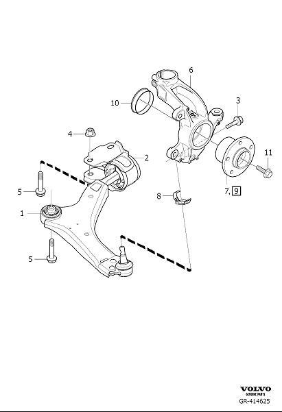 Diagram Front wheel suspension for your Volvo V60 Cross Country  