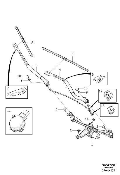 Diagram Windscreen wipers, windshield wipers for your 2005 Volvo S40   