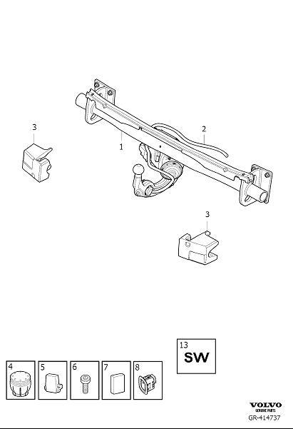 Diagram Towing hitch, retractable for your 2002 Volvo S40   