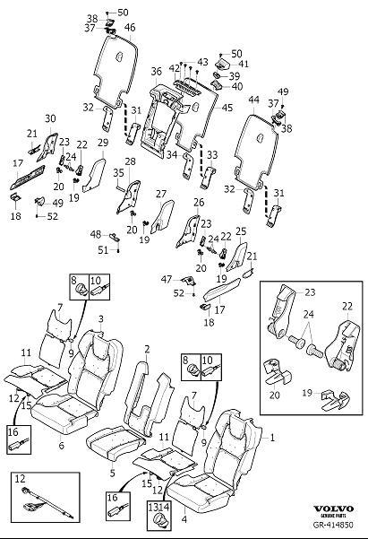 Diagram Rear seat padding, panels for your Volvo