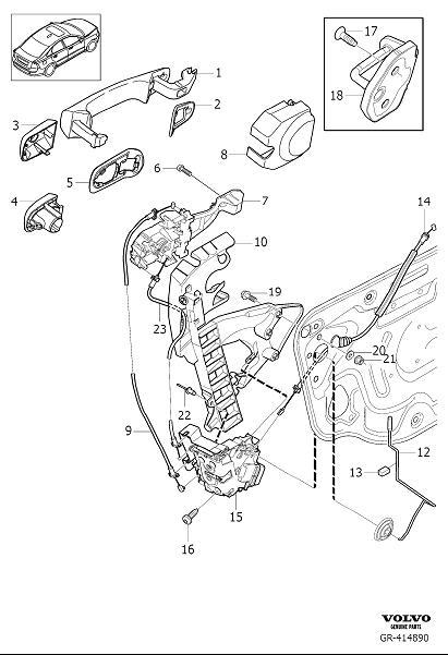 Diagram Lock and handle front door for your Volvo