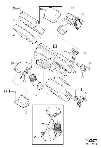 Diagram Air cleaner and throttle housing for your 2010 Volvo S40   