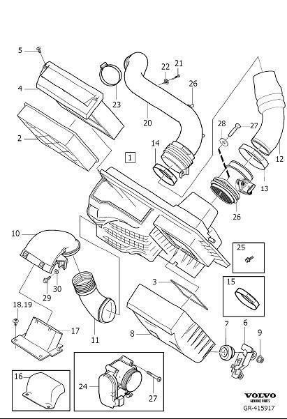 Diagram Air cleaner and throttle housing for your 2003 Volvo S40   