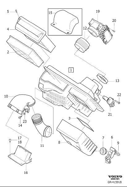 Diagram Air cleaner and throttle housing for your Volvo C30  