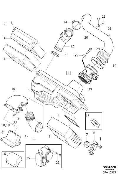 Diagram Air cleaner and throttle housing for your 2008 Volvo S40   