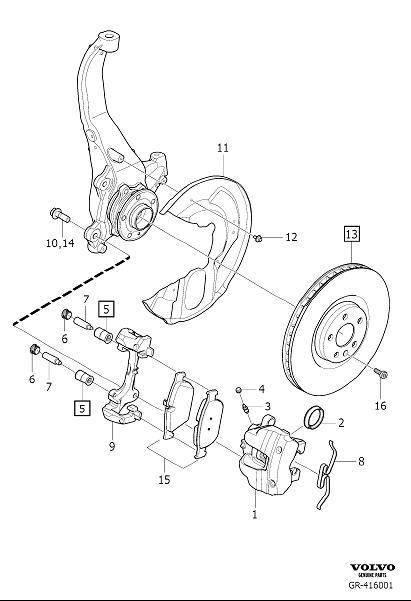 Diagram Front wheel brake for your Volvo S90  