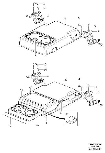 Diagram Armrest rear seat for your Volvo S60 Cross Country  