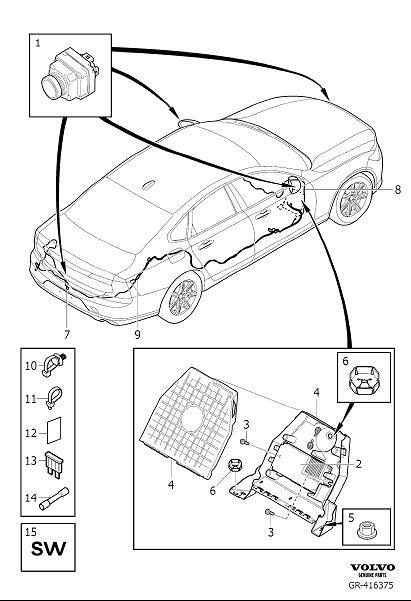 Diagram Parking assistance camera pac360 for your 2009 Volvo XC60   
