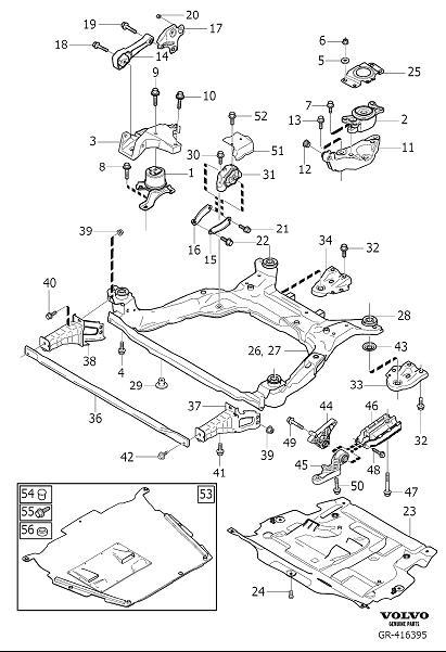 Diagram Engine mountings for your 2003 Volvo S60   
