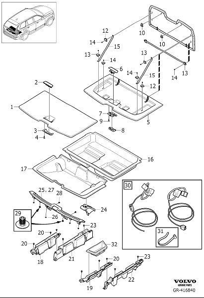 Diagram Interior trim components cargo compartment floor section for your 2000 Volvo V70   