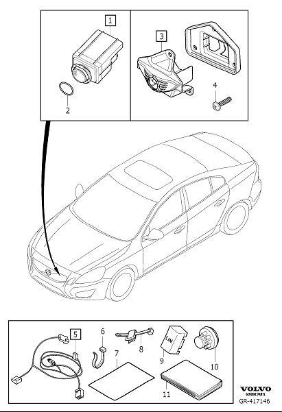 Diagram Park assist wide-angle camera front for your 2023 Volvo XC60   