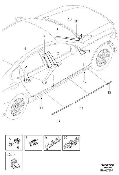 Diagram Trim parts external for your Volvo S90  