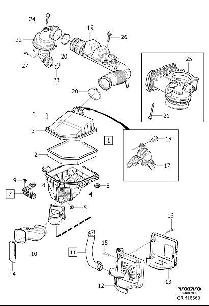 Diagram Air cleaner and throttle housing for your 2020 Volvo V90 Cross Country   