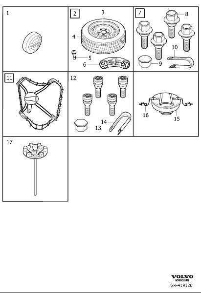 Diagram Wheel equipment for your Volvo S90  