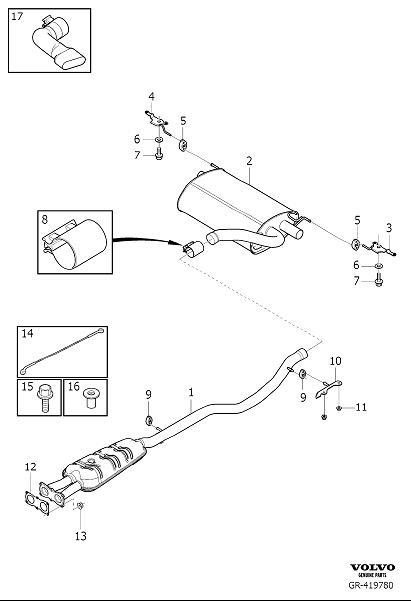 Diagram Exhaust system for your 2016 Volvo XC60  2.0l 4 cylinder Turbo 