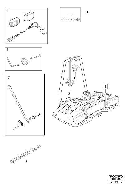 Diagram Bicycle holder tow bar mounted, electric bicycles for your 1999 Volvo C70   