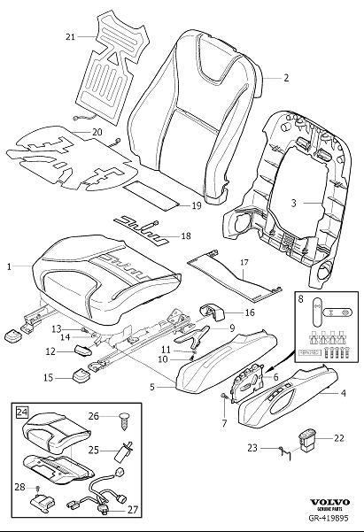 Diagram Front seat padding panels for your 1996 Volvo