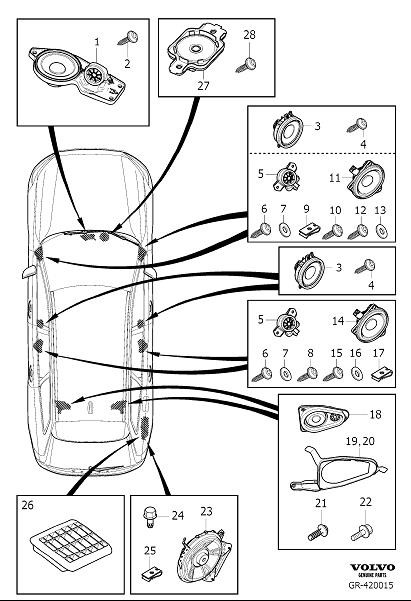 Diagram Loudspeaker for your 2000 Volvo S80   