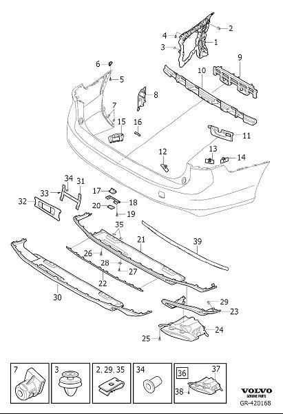 Diagram Bumper, rear, body parts for your Volvo