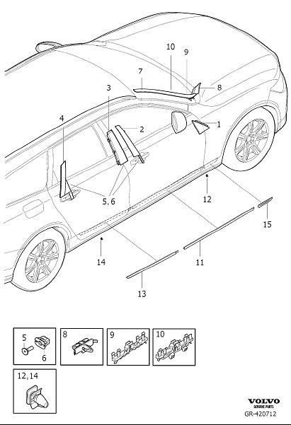 Diagram Trim parts external for your Volvo S60 Cross Country  