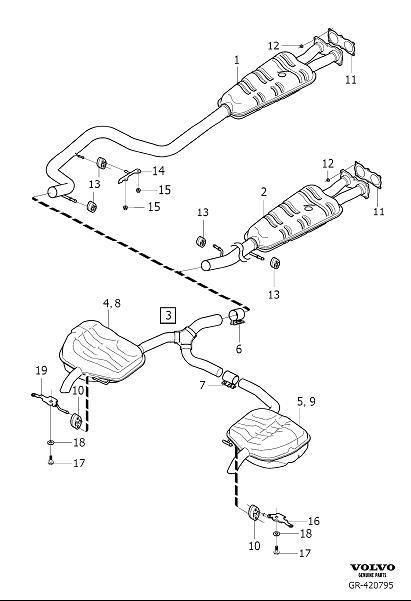 Diagram Exhaust system for your 2008 Volvo V70   