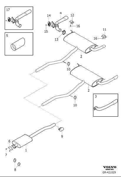 Diagram Exhaust system for your 2012 Volvo XC60   