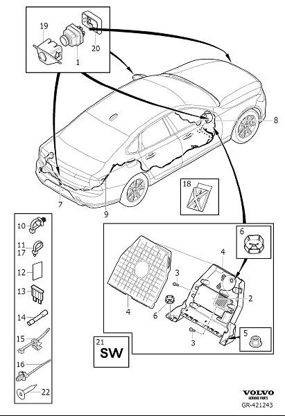 Diagram Parking assistance camera pac360 for your 2020 Volvo S90   