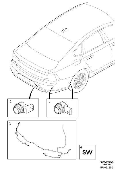 Diagram Park assist rear for your Volvo S90  