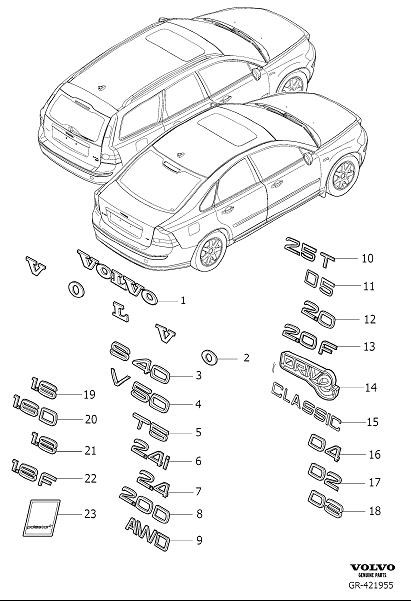 Diagram Emblems for your 2007 Volvo S40   