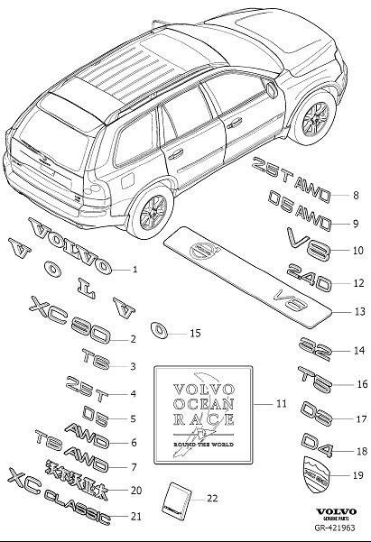 Diagram Emblems for your 2022 Volvo XC60   