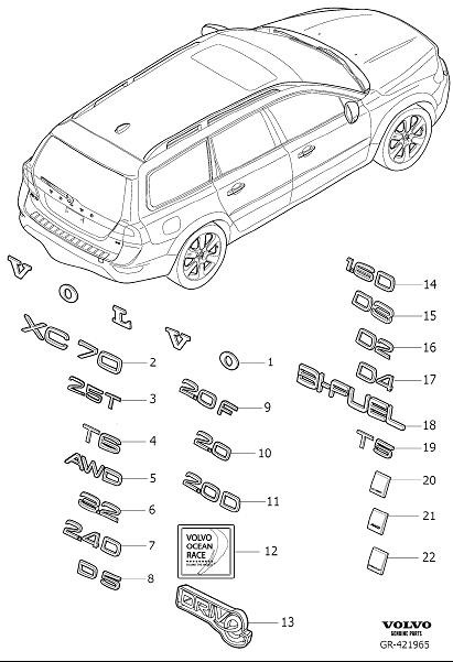 Diagram Badge for your 2014 Volvo XC70  2.0l 4 cylinder Turbo 