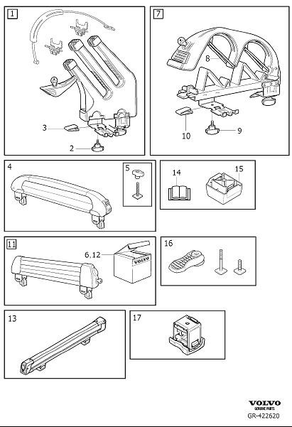 Diagram Accessories for load carrier for your 2014 Volvo XC60   