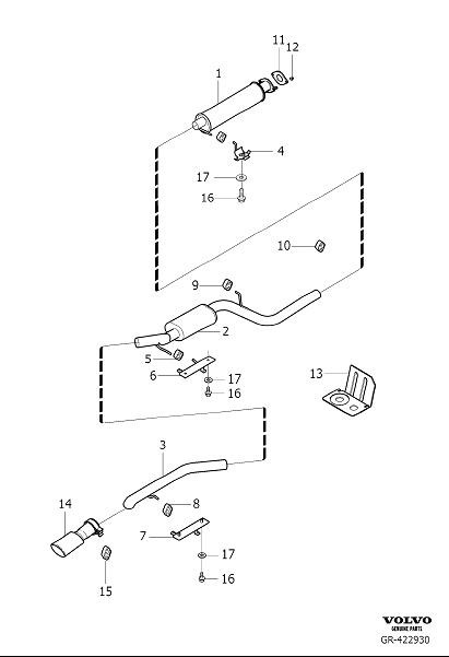 Diagram Exhaust system for your 2000 Volvo S40   