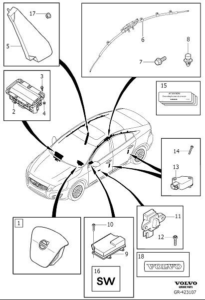 Diagram Airbag for your Volvo S60  