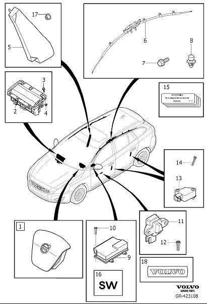 Diagram Airbag for your Volvo V60  