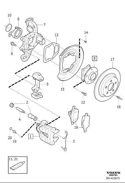 Diagram Rear wheel brake for your 2007 Volvo S60   
