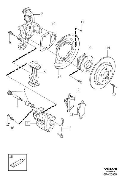 Diagram Rear wheel brake for your 2005 Volvo V70   