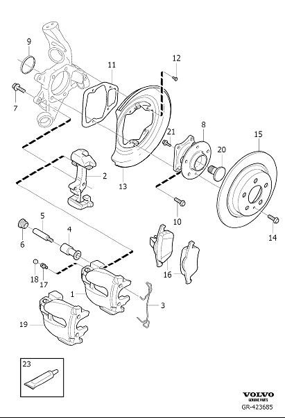 Diagram Rear wheel brake for your Volvo XC90  