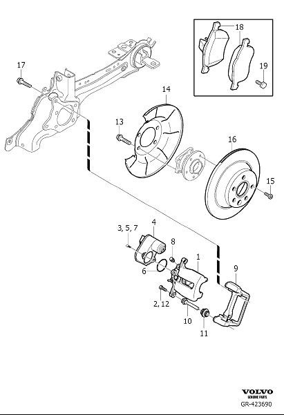 Diagram Rear wheel brake for your 2011 Volvo XC60   