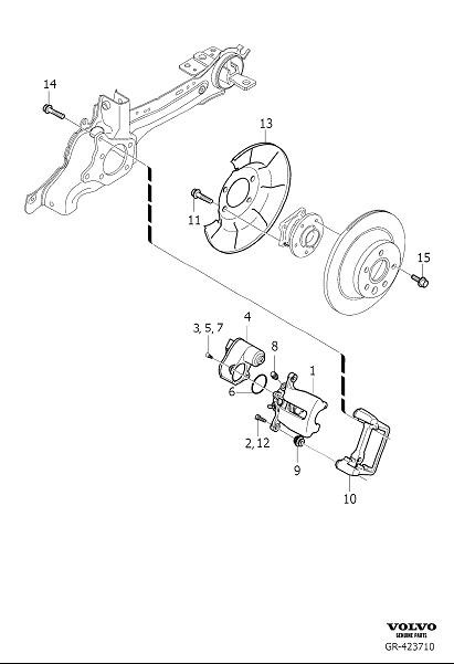 Diagram Rear wheel brake for your 2014 Volvo XC70  2.0l 4 cylinder Turbo 