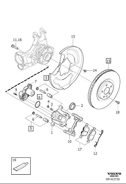 Diagram Rear wheel brake for your 2022 Volvo V90 Cross Country   