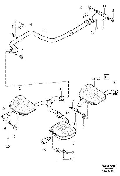 Diagram Exhaust system for your 2002 Volvo S60   