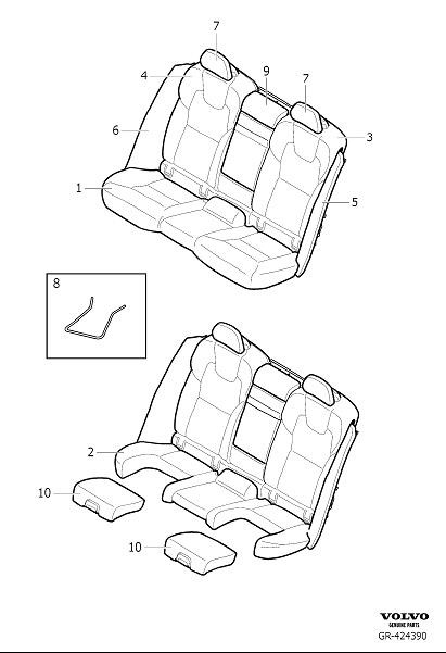 Diagram Upholstery rear seat for your Volvo XC60  