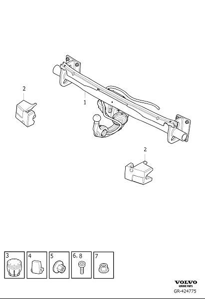 Diagram Towing hitch, retractable for your Volvo
