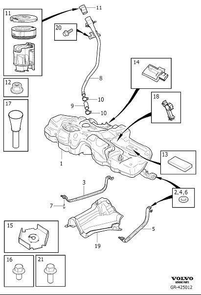 Diagram Fuel tank and connecting parts for your 2014 Volvo XC90   