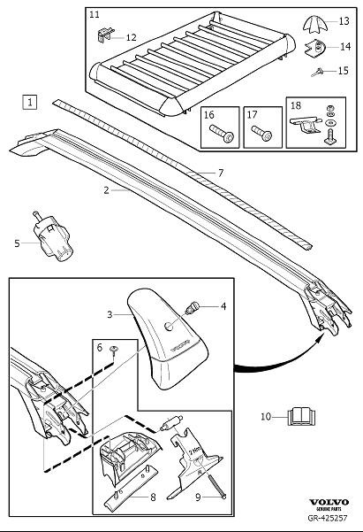 Diagram Load retainer for your Volvo V70  