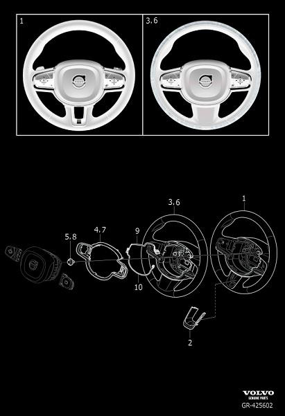 Diagram Steering wheel, 3-spoke for your Volvo V90  